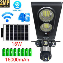 2MP HD Solar Streetlight Camera 3 Lens 4G Smart Home Surveillance Cameras Security Wifi PIR Detection Night Vision Waterproof