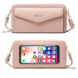rfid donna touch screen borsa per telefono borsa multifunzione porta carte tasca per telefono piccola tracolla per donna