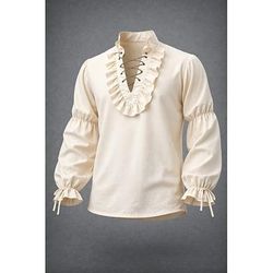Medievale Rinascimento Camicia Lunghe Pirata Vichingo Costume Per uomo Vichingo Costumi da pirata Halloween Carnevale Performance LARP Fiera Rinascimentale Adulti Camicia