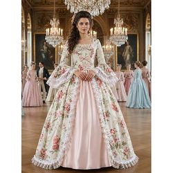 Rococò Barocco Vittoriano Lunghezza al pavimento Vestito Abito da Ballo Manica del polsino svasato Principessa Sposa Abito da ballo Costume Halloween Carnevale Mascherata Matrimonio Performance