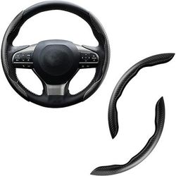 Coprivolante universale in silicone e fibra di carbonio antiscivolo, con sistema di aggancio a clip, protezione segmentata per volante, impugnatura adatta a tutte le stagioni per la maggior parte