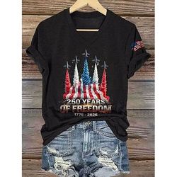 Giorno dell'Indipendenza Americana Per donna Maglietta Stampato Grafico Bandiera Vintage Elegante Classico Manica Corta Scollo a V Top Regolari Quotidiano Blu Nero Bianco Rosso Estate Primavera