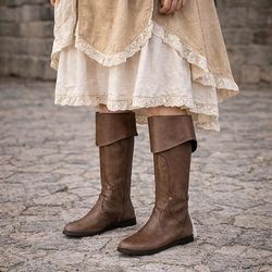 Medievale Rinascimento Steampunk Scarpe A stivale Pirata Vichingo Cavaliere Celtico Costume Per donna Vichingo Costumi da pirata Halloween Carnevale Performance LARP Fiera Rinascimentale Adulti Scarpe