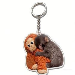 Portachiavi Protect Punch The Monkey Meme portachiavi in peluche Punch Monkey Meme ornamento Baby Monkey Memes Punch portachiavi appeso a tema animale per zaino