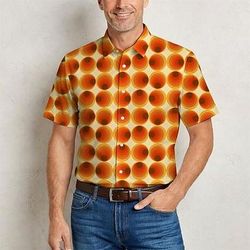 Retrò Vintage Hippie Anni '70 Camicia Maniche corte Hippie Geometrico Illusione ottica Retrò Costume Per uomo Festival Musicale Feste Abbigliamento quotidiano Adulti Camicia Primavera Estate