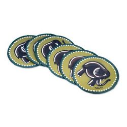 'Set of 6 Hand-Painted Cotton Coasters with Elephant Motif'
