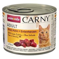 6x200g Adult Beef, Chicken & Duck Hearts Animonda Carny Wet Cat Food