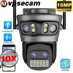 16MP 8K Outdoor WiFi Camera 10X Head Optical Zoom Outdoor Waterproof Seat Belt Night Vision AI Recognition Tracking Camera