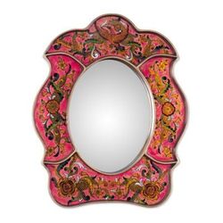 Garden of Love,'Hand Made Reverse Painted Glass Mirror'