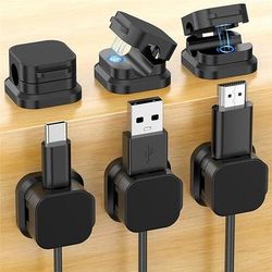 Confezione da 6 fermacavi magnetici, organizer per cavi da scrivania, gestione cavi da scrivania con forte adesivo per caricabatterie del telefono, computer, casa, ufficio, auto