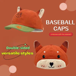 Casquette de baseball avec oreilles de renard, design mignon, broderie double face, motif animaux, meilleur cadeau pour enfants, CJCYMZ006, 1 pièce