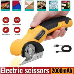 Cordless Electric Scissors Cardboard Cutter with LED Light Brushless Motor 2000mAh Tungsten Steel Blade for Cloth Leather Carpet