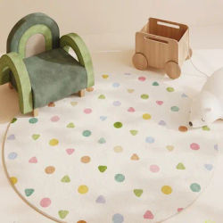 Dopamine Color Bedroom Decor Round Carpet Cartoon Style Carpets for Living Room Fluffy Soft Children's Floor Mat Thick Plush Rug