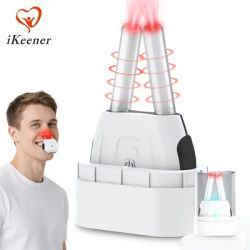 Nasal Phototherapy Device Red Light Infrared Therapy Device Dual UV Sanitizing Base Timer for Chronic Rhinitis Relief Nose Care