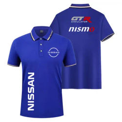 2026 Spring and autumn new men's nissan retro series short sleeve T-shirt, racing enthusiast top, men's cycling collar T-shirt