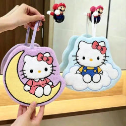 1/4 Pcs Cartoon Cute HelloKitty Hand Towel Hair Accessories Hanging Thick Bathroom Super Absorbent Cloth