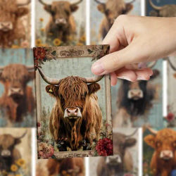 32pcs, vintage highland ox postcards, Scottish style illustrations, collection, wall stickers, mailing cards, greeting cards