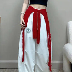 Red Netting Dance Top for Square And Street Dancing Simple Ice Sensation Waistband T-Shirt Commute Style Printed Loose Fit Po...