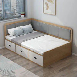 Solid wood tatami bed 1.2 meters single bed bedroom small apartment children soft bag with drawers high box storage