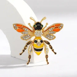 Women Men Classic Rhinestone Enamel Bee Pin Badges Elegant Unisex Insect Series Clothing Suit Brooch Jewelry
