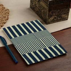 'Abstract-Patterned Blue and Ivory 100% Cotton Daily Planner'