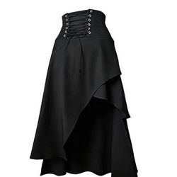 Gotico Medievale Rinascimento Asimmetrico Gonna Strega Vampiro Fata Allacciato Costume Per donna Fantasia Halloween Carnevale Performance Fiera Rinascimentale LARP Adulti Gonna