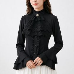 Gotico Medievale Rinascimento Blusa / Camicia Lunghe Principessa Vampiro Nobildonna Volant Costume Per donna Reale Halloween Carnevale Fiera Rinascimentale LARP Adulti Camicia
