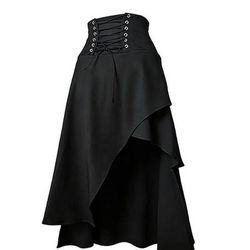 Gotico Medievale Rinascimento Asimmetrico Gonna Strega Vampiro Fata Allacciato Costume Per donna Fantasia Halloween Carnevale Performance Fiera Rinascimentale LARP Adulti Gonna