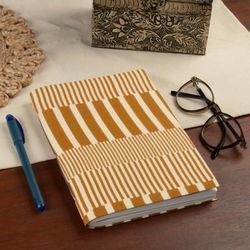 '80-Page Block-Printed Cotton Journal in Yellow and Ivory'