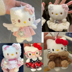 ） Sanrio Hello Kitty Peripheral Doll Keychain Cute Fashion Sunglasses Kt Cat Keyring Backpack Plush Toy key chain Birthday Gifts