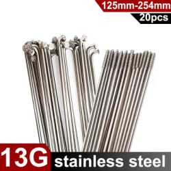 20pcs Stainless Steel Bicycle Spokes 2.2MM Bike Wheel Silver Spokes 13G Length 125mm-254mm Spokes With Nipples E-bike Spokes