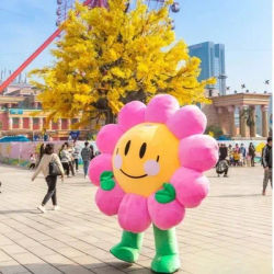 Colorful Inflatable Flower Mascot Costume Pink Sunflower Adult Walking Doll Blow Up Suits Halloween Christmas Party Outfits