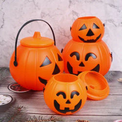 2025 Halloween Pumpkin Bucket for Candy Snack Gift Holder Portable Boxes Mini Kids Trick or Treat Basket Halloween Decoration