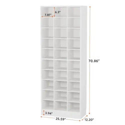 10-Tier Farmhouse Convertible Shoe Storage Cabinet White Wooden Shoe Rack 30 Cubbies Freestanding Tall Entryway Dining Shoe