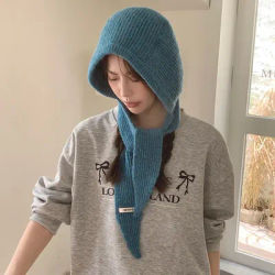 Chapeau rouge de noël et du nouvel an, écharpe tricotée de couleur unie, chapeau chaud d'automne et d'hiver, chapeau d'extérieur polyvalent à la mode, casquettes de Protection des oreilles