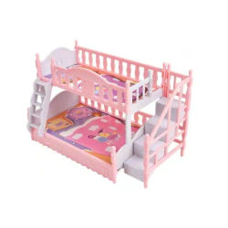 Double Layer Princess Bed Mini Dollhouse Bedroom Furniture Accessories