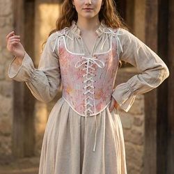 Medievale Rinascimento Cottagecore Corsetto Corsetto Overbust Corpetto Allacciato Floreale Costume Per donna Fantasia Halloween Carnevale Casual Quotidiano Fiera Rinascimentale LARP Adulti Corsetto