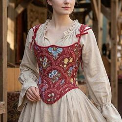 Medievale Rinascimento Cottagecore Corsetto Corsetto Overbust Corpetto Fata Contadina Allacciato Floreale Costume Per donna Fantasia Halloween Carnevale Casual Quotidiano Fiera Rinascimentale LARP