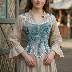Medievale Rinascimento Cottagecore Corsetto Corsetto Overbust Corpetto Fata Allacciato Floreale Costume Per donna Halloween Carnevale Casual Quotidiano Fiera Rinascimentale LARP Adulti Corsetto