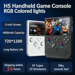 Handheld Game Player H5 Portable Retro Gaming Console 5 Inch Screen 128G 14000 Plus Games Play Anytime Anywhere