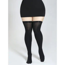 Grande taille femmes respirant haute qualité Transparent noir solide Colo cuisse-haute chaussettes cuisse haute bas