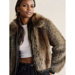 2025 hiver femmes élégant à manches longues col haut fausse fourrure vestes dame haute rue Chic épais chaud lâche fermeture éclair manteaux vêtements d'extérieur
