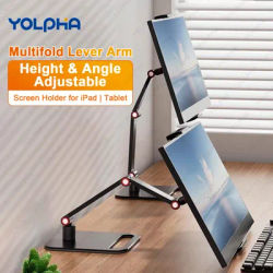 Support de tablette réglable en hauteur pour iPad, support pour Kindle 360° ° Support de moniteur rotatif pour bureau, tablettes, smartphone, base carrée