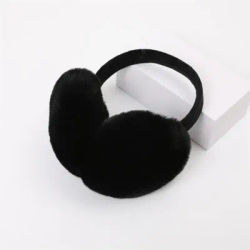 Cache-oreilles noirs en peluche hiver coupe-vent chaud cache-oreilles en peluche unisexe hommes femmes Protection d'oreille universelle antigel cache-oreilles en peluche