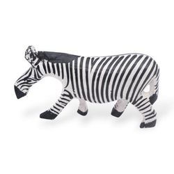 Zebra Paths,'Wildlife-Inspired Hand-Painted Sese Wood Zebra Sculpture'