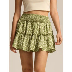 Vêtements pour femmes élégants taille haute élastique jupe-short pantalon doublé a-ligne jupe courte mode haute qualité froncé jupe Mini jupe