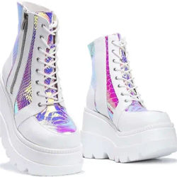 Bottes à plateforme haute en cuir pour femme, style punk, nouvelle collection hiver 2021, chaussures à talons hauts pour femme