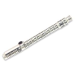 Polka Dot,'Handcrafted Ballpoint Pen in Sterling Silver with Garnet'