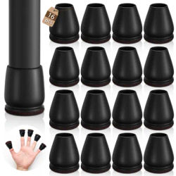 16PCS Black Chair Leg Protectors Foot Cover Diagonal with Thick Wrap Felt Pads Silicone Furniture Table Feet For Hardwood Floors