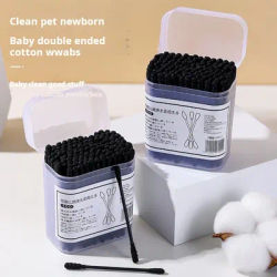 Black Cotton Swabs New Boxed Clean Blackhead Earpick Disposable Double-ended Cotton Swabs Japanese Earpick Cotton Swabs